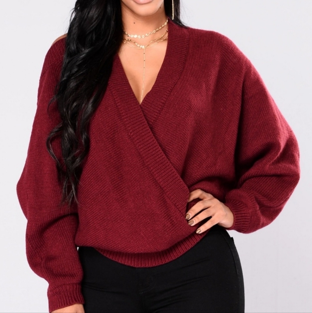 Burgundy Sweater Top